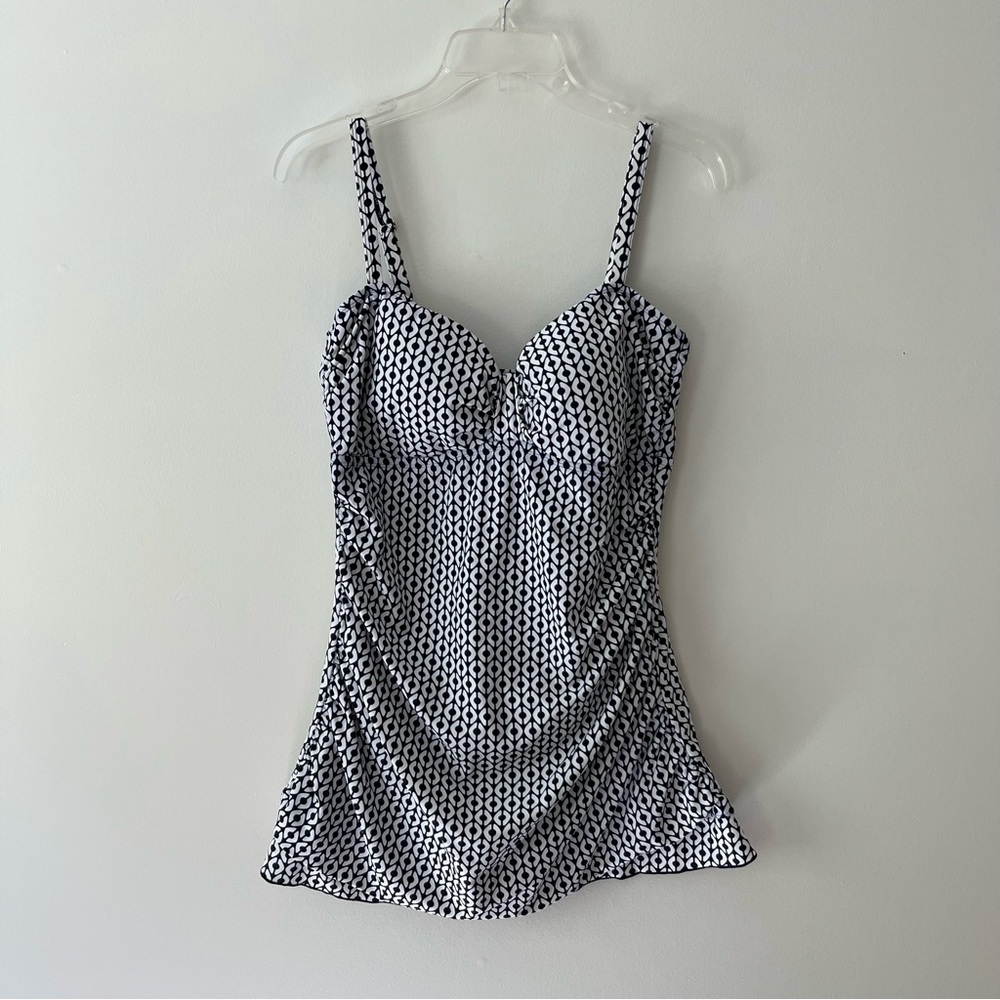 Shore Shapes Elegant Black and White Patterned Women's Swimsuit
